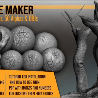 Artstation - Tree Maker 117 Brushes Alphas and Basemeshes