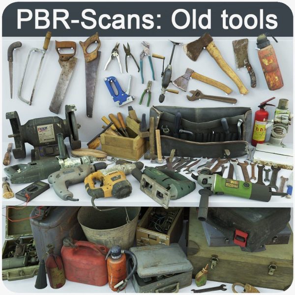 collection-old-tools-pbr-3d-models